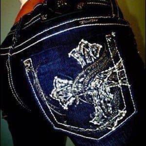 MISS ME JEANS CUFFED CAPRI CROSS BLING SIZE 25